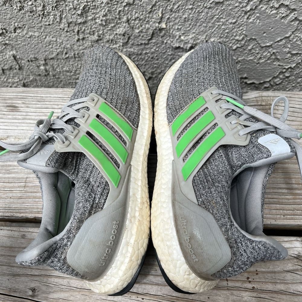 Adidas Shoes Men Size 7.5 Ultraboost 4.0 Grey Two Shock Lime Primeknit Running - Picture 7 of 10